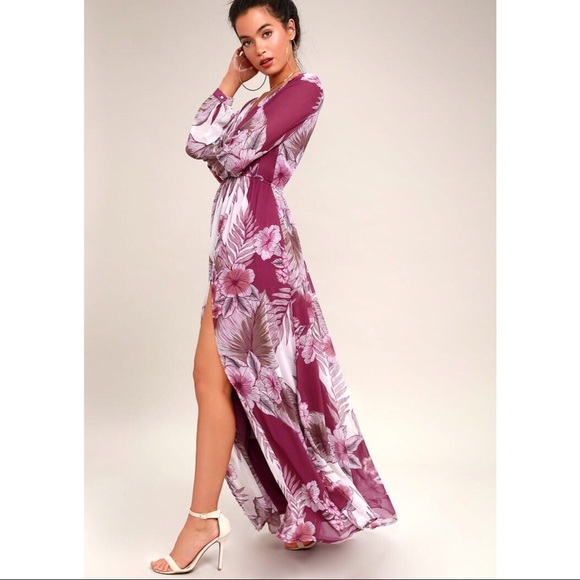 WONDROUS WATER LILIES MAGENTA FLORAL PRINT MAXI - Picture 2 of 7